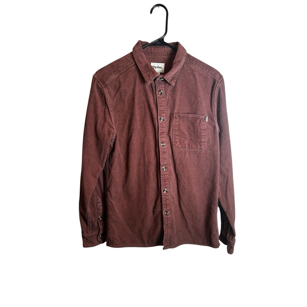 Rhythm Mens Corduroy Long Sleeve Button Up Shirt XS Mauve